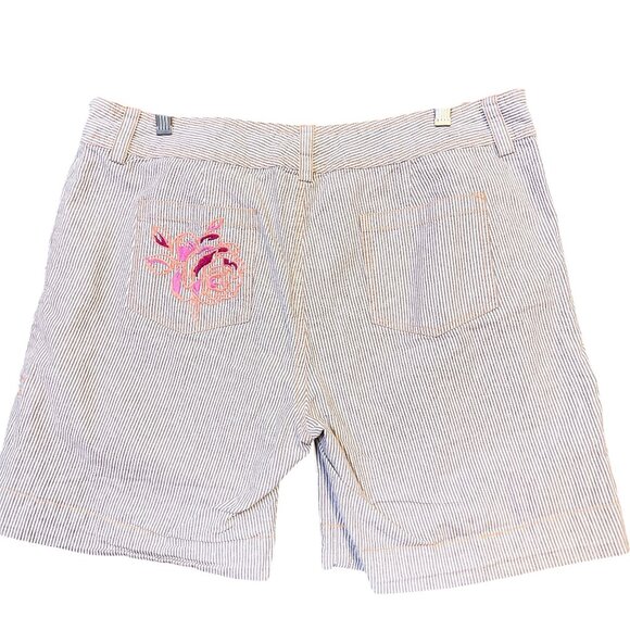 3J Workshop Brown & White Striped Cotton Shorts Size XL - Picture 2 of 6